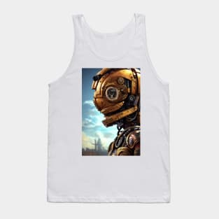 Portrait of a retro steampunk robot. Tank Top